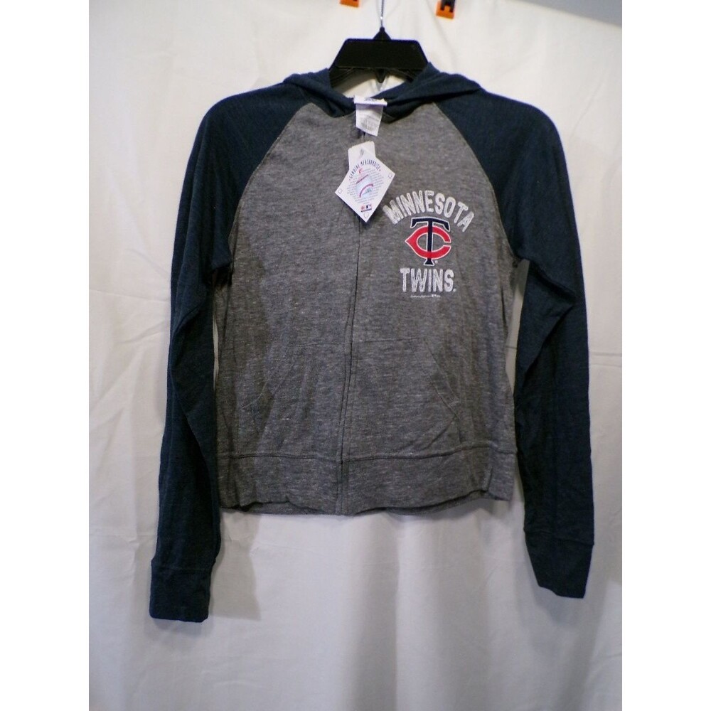 Casual Lifestyle Minnesota Twins Women's Full Zip Hoodie S Gray Navy Raglan